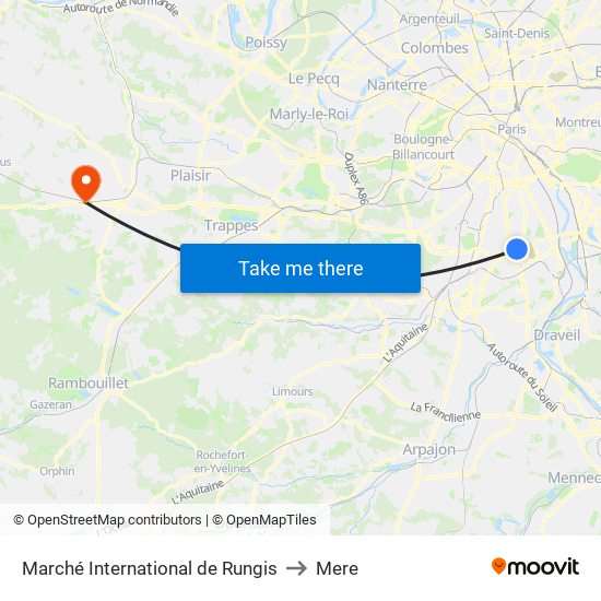 Marché International de Rungis to Mere map