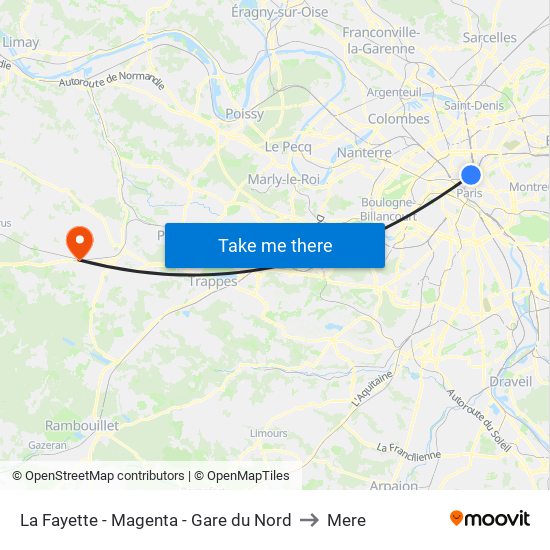 La Fayette - Magenta - Gare du Nord to Mere map