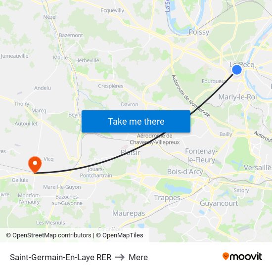 Saint-Germain-En-Laye RER to Mere map