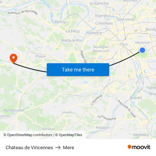 Château de Vincennes to Mere map