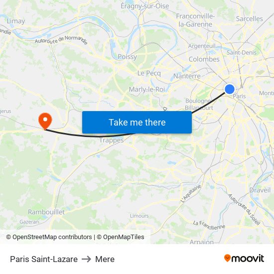 Paris Saint-Lazare to Mere map