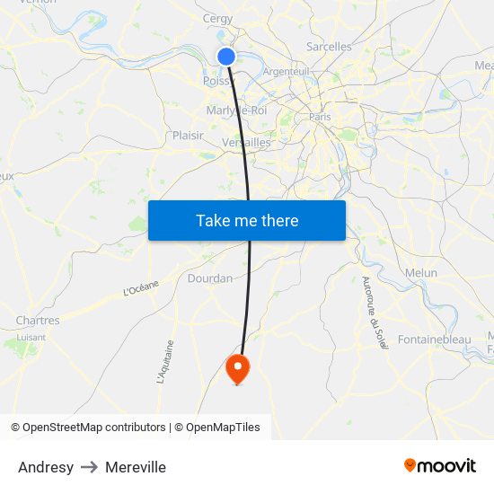 Andresy to Mereville map