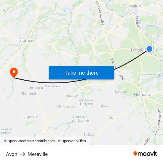 Avon to Mereville map