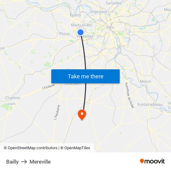 Bailly to Mereville map