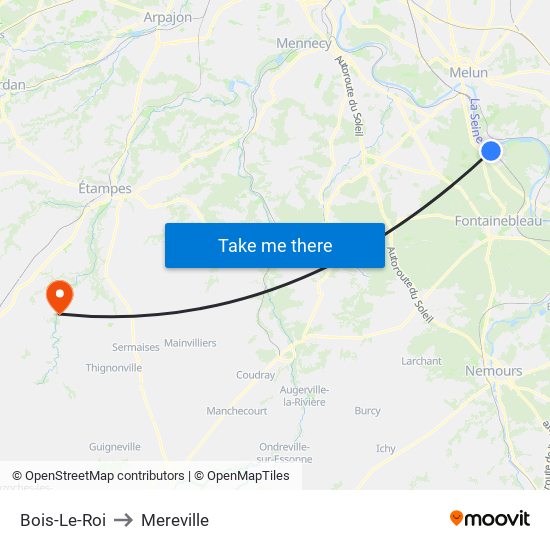 Bois-Le-Roi to Mereville map