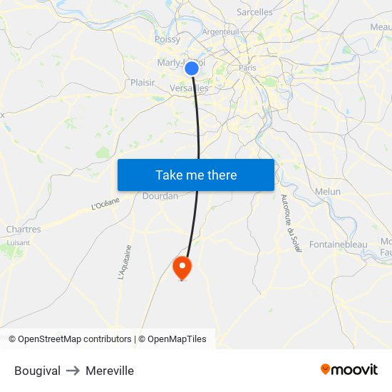 Bougival to Mereville map