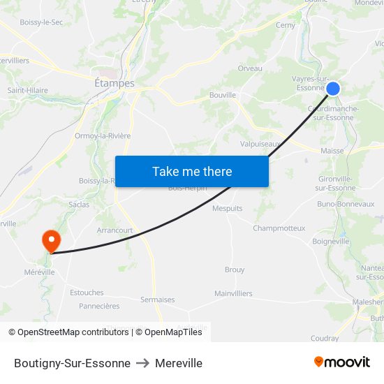 Boutigny-Sur-Essonne to Mereville map