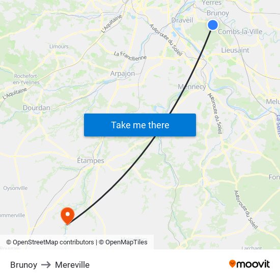 Brunoy to Mereville map