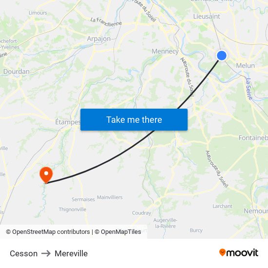 Cesson to Mereville map