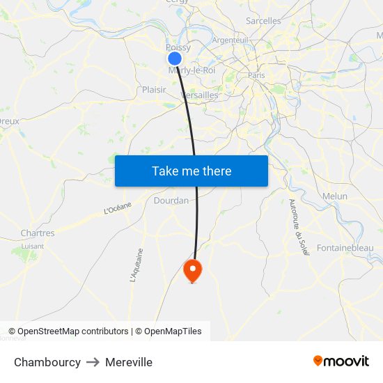 Chambourcy to Mereville map