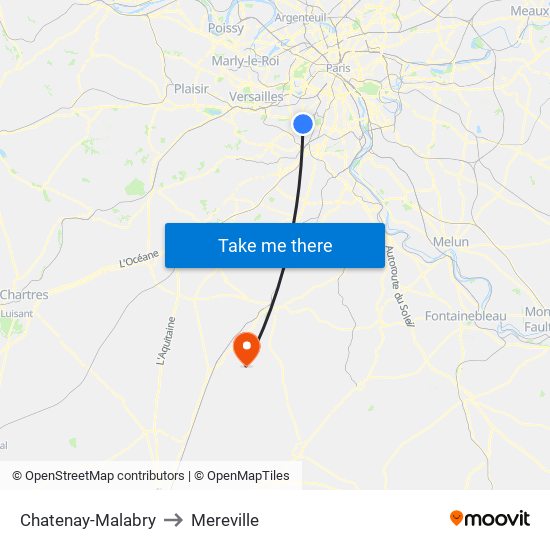 Chatenay-Malabry to Mereville map