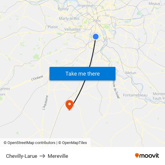 Chevilly-Larue to Mereville map