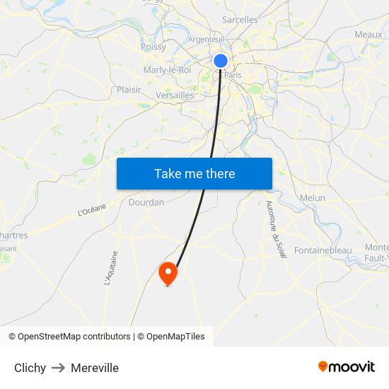 Clichy to Mereville map