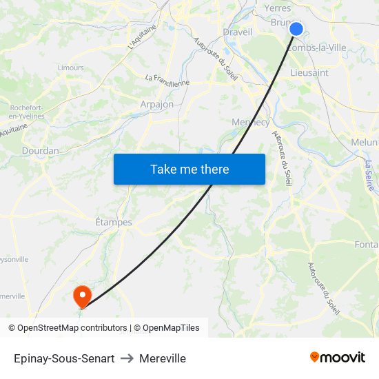 Epinay-Sous-Senart to Mereville map
