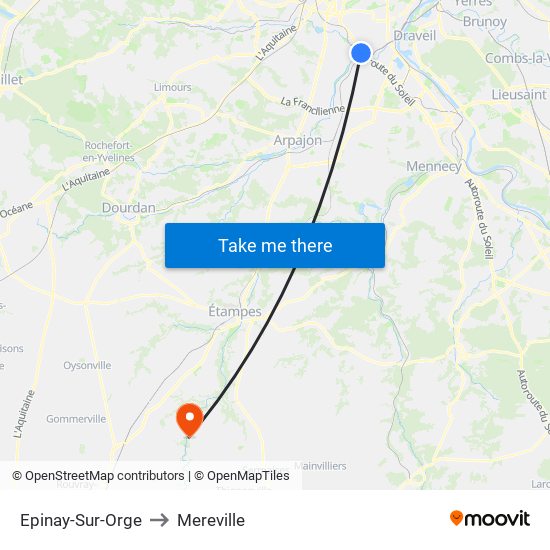 Epinay-Sur-Orge to Mereville map