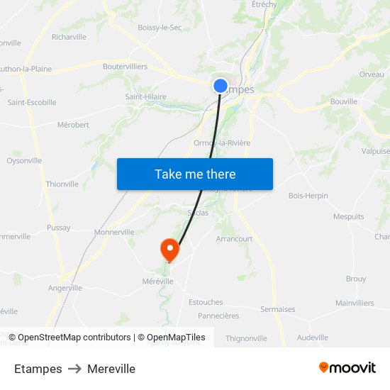 Etampes to Mereville map