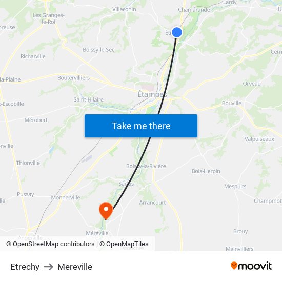 Etrechy to Mereville map
