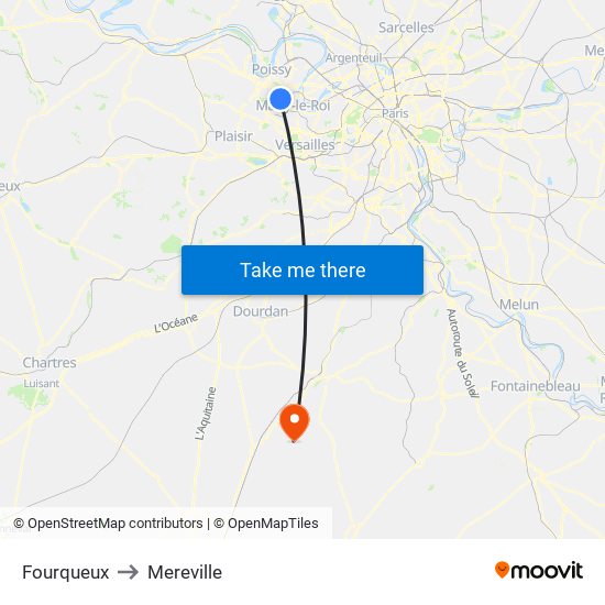 Fourqueux to Mereville map