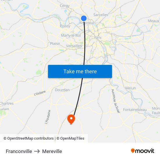 Franconville to Mereville map