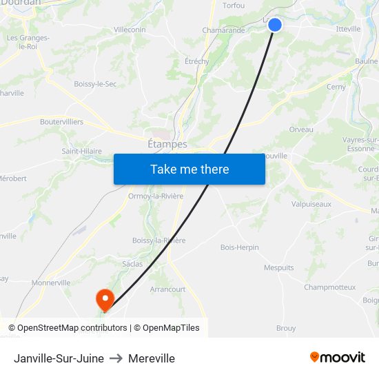 Janville-Sur-Juine to Mereville map