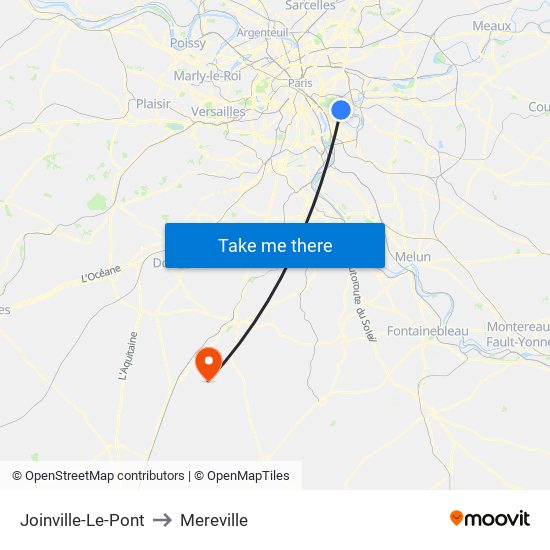 Joinville-Le-Pont to Mereville map