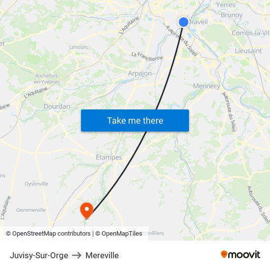 Juvisy-Sur-Orge to Mereville map