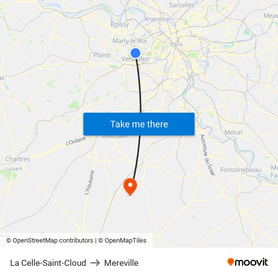 La Celle-Saint-Cloud to Mereville map