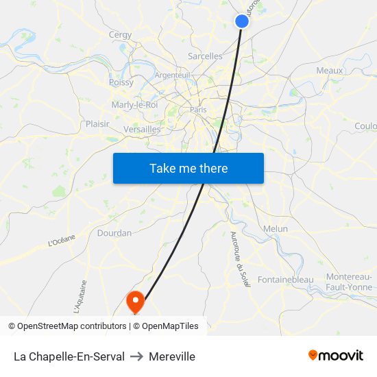 La Chapelle-En-Serval to Mereville map