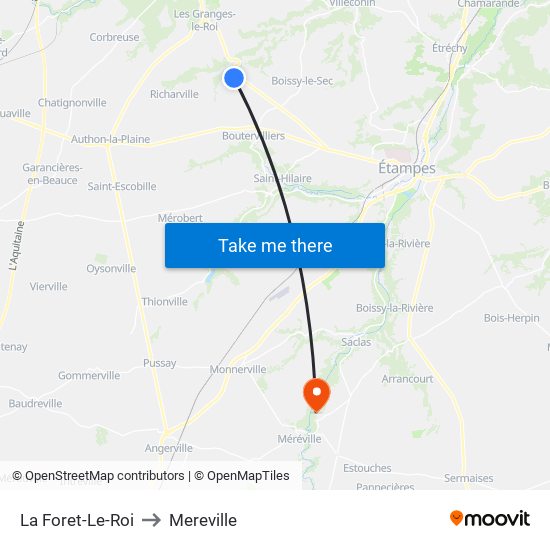 La Foret-Le-Roi to Mereville map