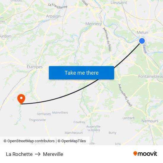 La Rochette to Mereville map