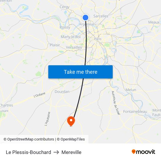 Le Plessis-Bouchard to Mereville map