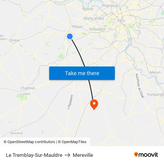 Le Tremblay-Sur-Mauldre to Mereville map