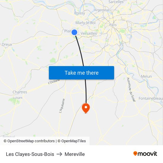 Les Clayes-Sous-Bois to Mereville map