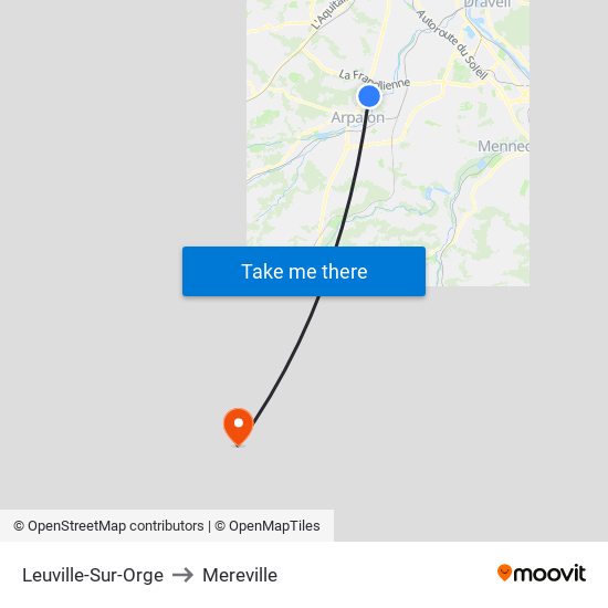 Leuville-Sur-Orge to Mereville map