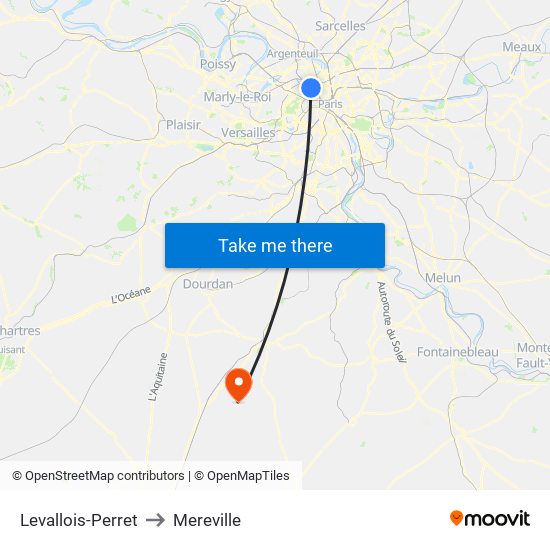Levallois-Perret to Mereville map