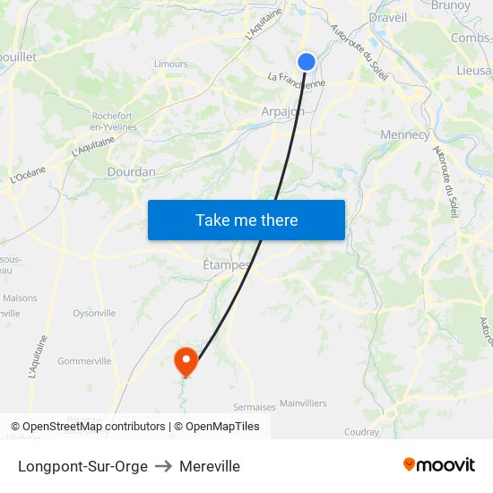 Longpont-Sur-Orge to Mereville map