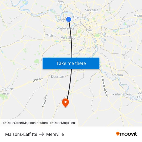 Maisons-Laffitte to Mereville map