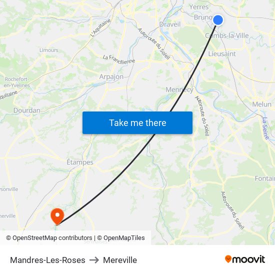Mandres-Les-Roses to Mereville map