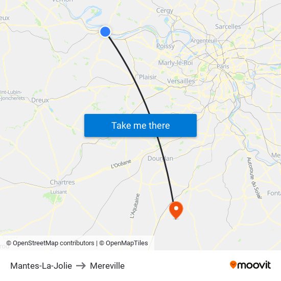 Mantes-La-Jolie to Mereville map