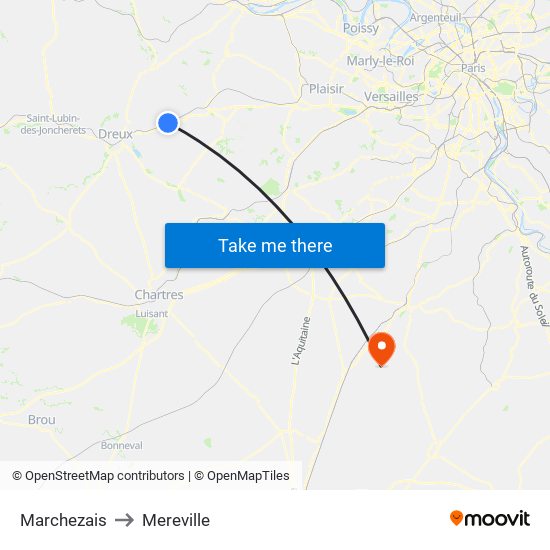 Marchezais to Mereville map
