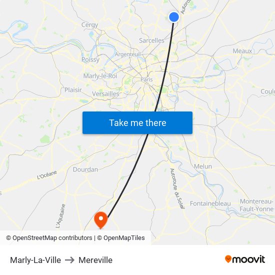 Marly-La-Ville to Mereville map