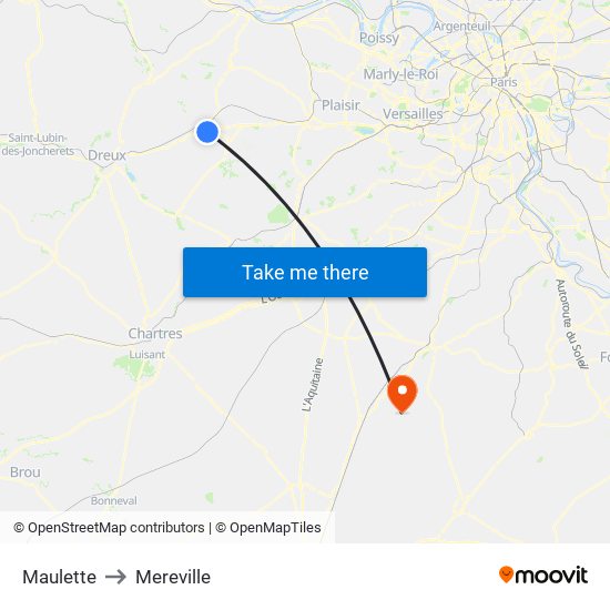 Maulette to Mereville map
