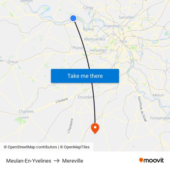 Meulan-En-Yvelines to Mereville map