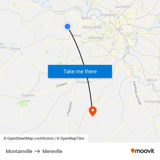 Montainville to Mereville map