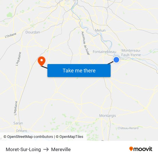 Moret-Sur-Loing to Mereville map