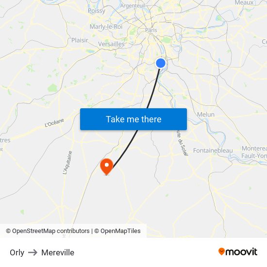 Orly to Mereville map