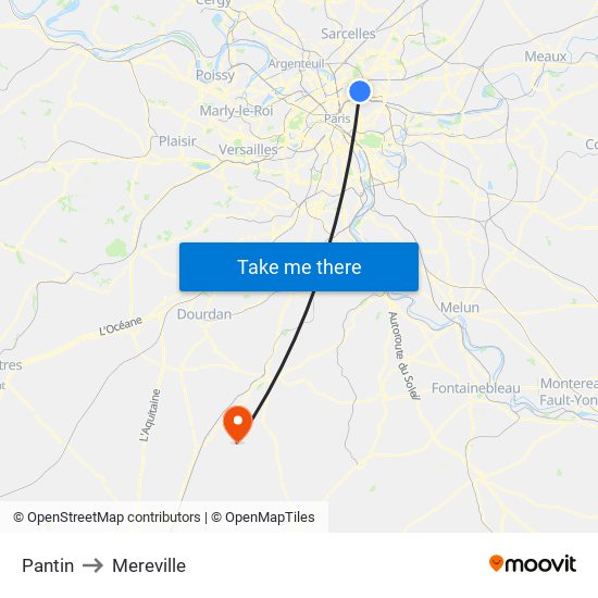 Pantin to Mereville map