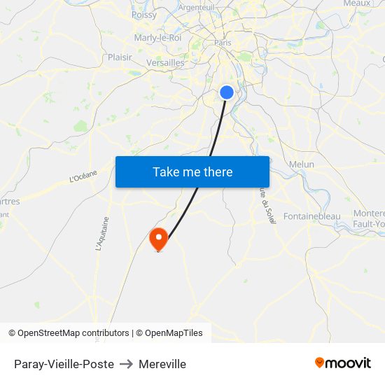 Paray-Vieille-Poste to Mereville map
