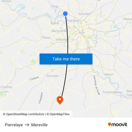 Pierrelaye to Mereville map