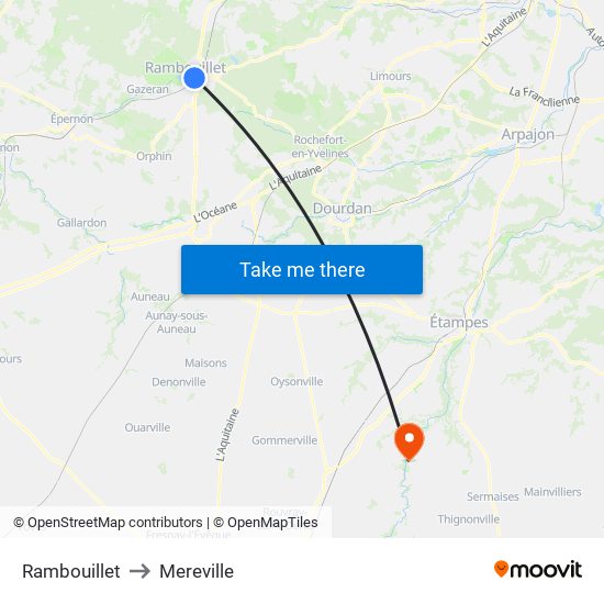 Rambouillet to Mereville map